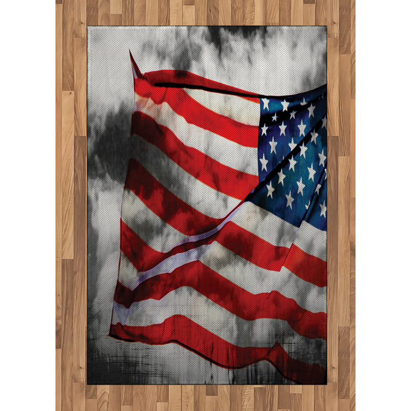 American Flag High Density Long Fiber Poly Threads Decorative Area Rug Carpet, Rectangle 4' x 5'8"