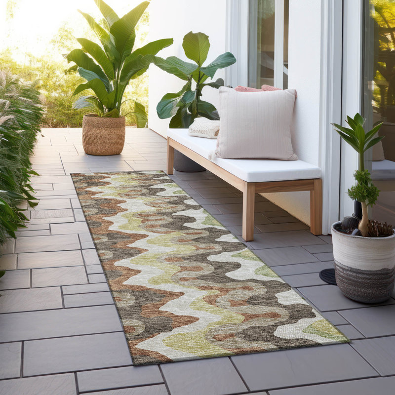 Tapis intérieur / extérieur en polyester tissé à la machine Shanata, Tapis de couloir 2 pi 3 po x 7 pi 6 po