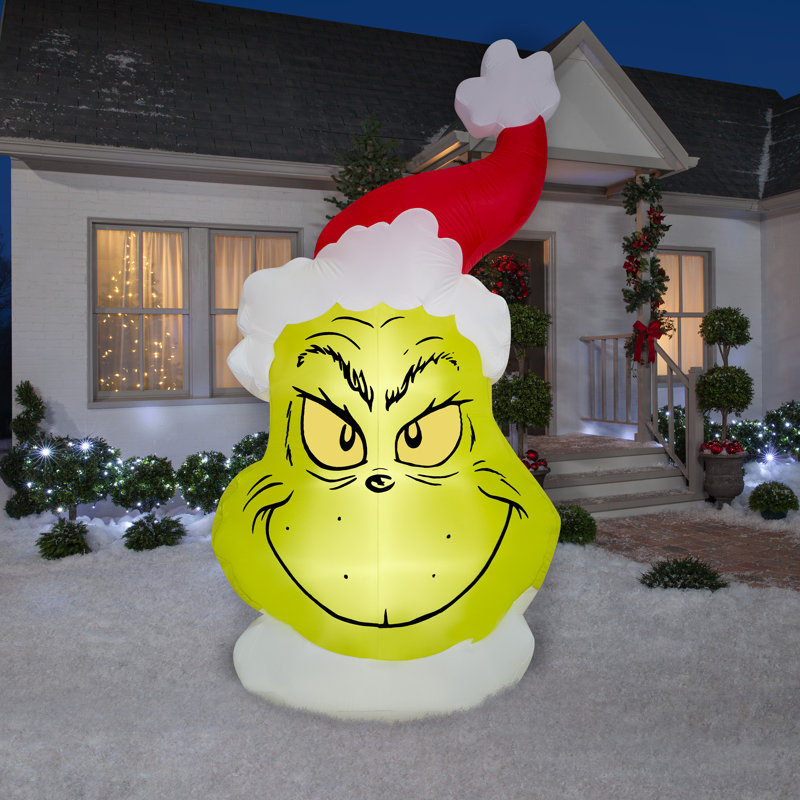 Airblown Flat Grinch Head Giant Dr. Seuss