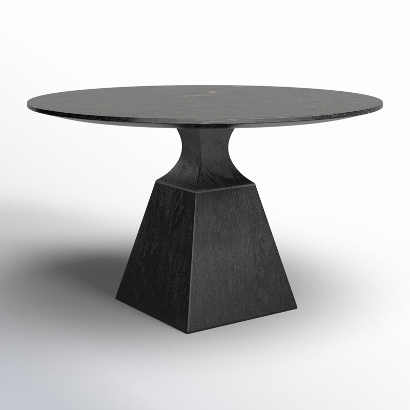 Kani Glennon Dining Table-Black, Honed White Marble/Smoked Black