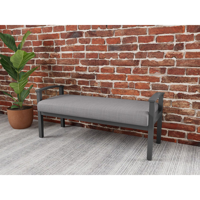 Banc en bois massif Amherst, Étain, Gris chambray