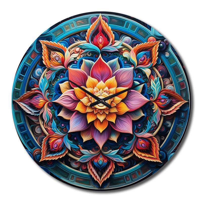 Horloge murale antique en métal Mandala, Très grand