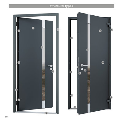 Façade avant en acier pré-suspendue avec deux inserts en acier inoxydable anthracite 6501 l 36 po x H 80 po