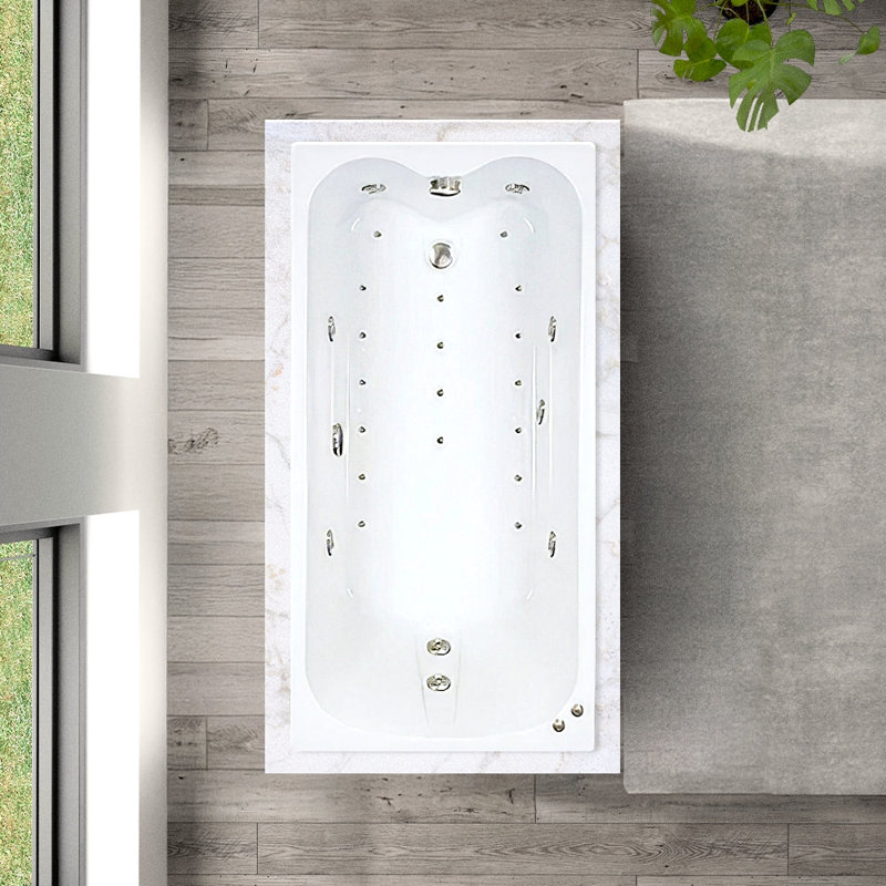 60" L X 32" W Drop In Combination Acrylic Bathtub with Reversible Drain in White
