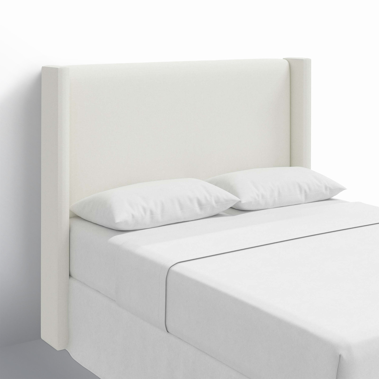 Hanson Upholstered Headboard, California King, Zuma White Textured Linen