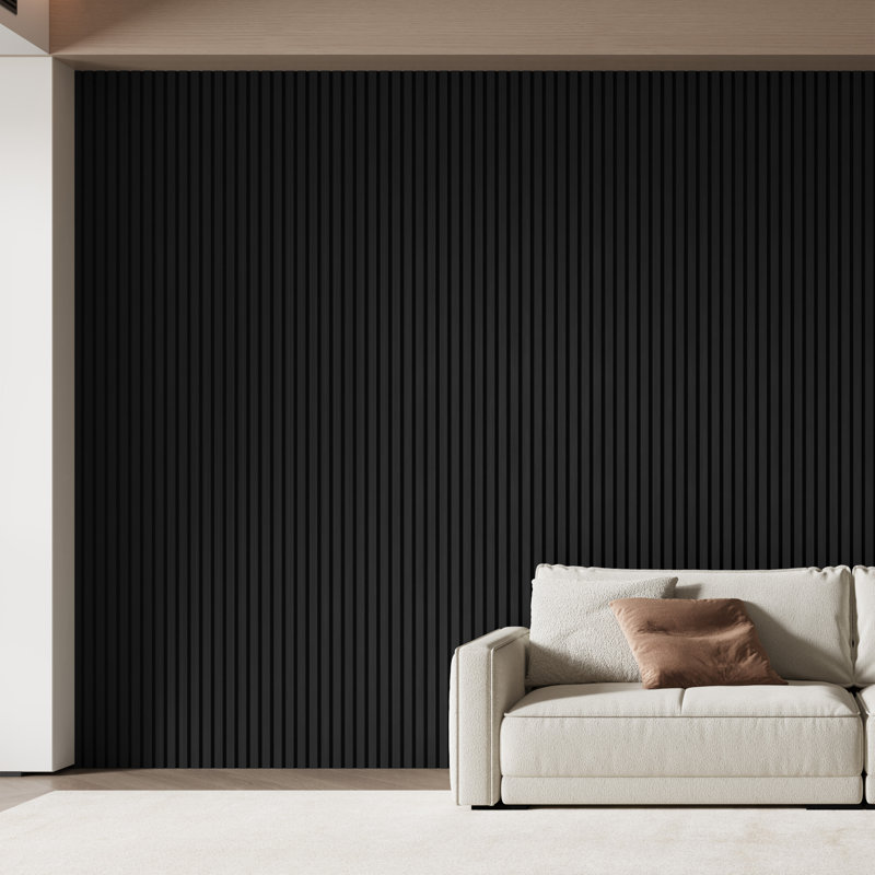 2 pièces de panneaux muraux à lattes 3D de 106 po x 20,5 po pour lattes murales noires (paquet de 2 / 30,20 pieds carrés)