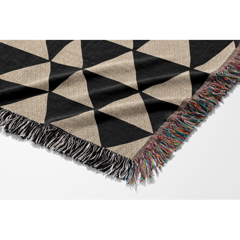 Jeté en coton Kelia, Jeté, Noir / beige
