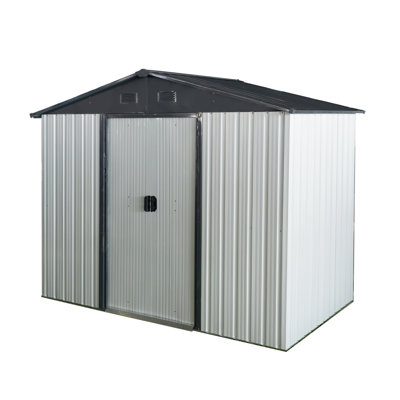8ft x 4ft Outdoor Metal Storage Shed with Sliding Door and foundation for Backyard, Patio, Lawn