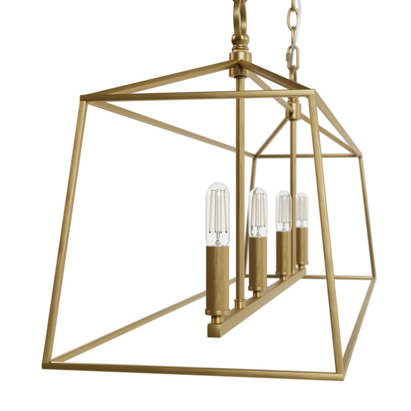 Jasmine Roth 4 - Light Dimmable Kitchen Island Square / Rectangle Chandelier, Luxe Gold
