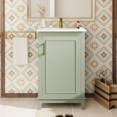 Meuble-lavabo simple 20 po avec comptoir en céramique