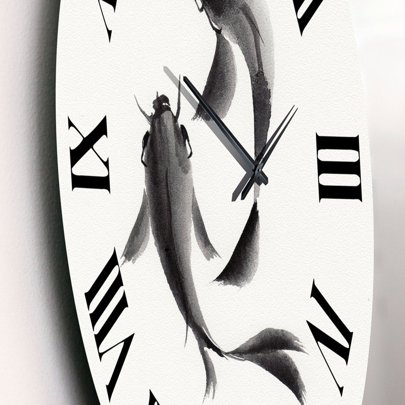 Horloge murale monochrome poisson rétro II, Moyenne