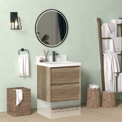 Meuble-lavabo flottant mural avec lavabo simple 24 po Melihcan