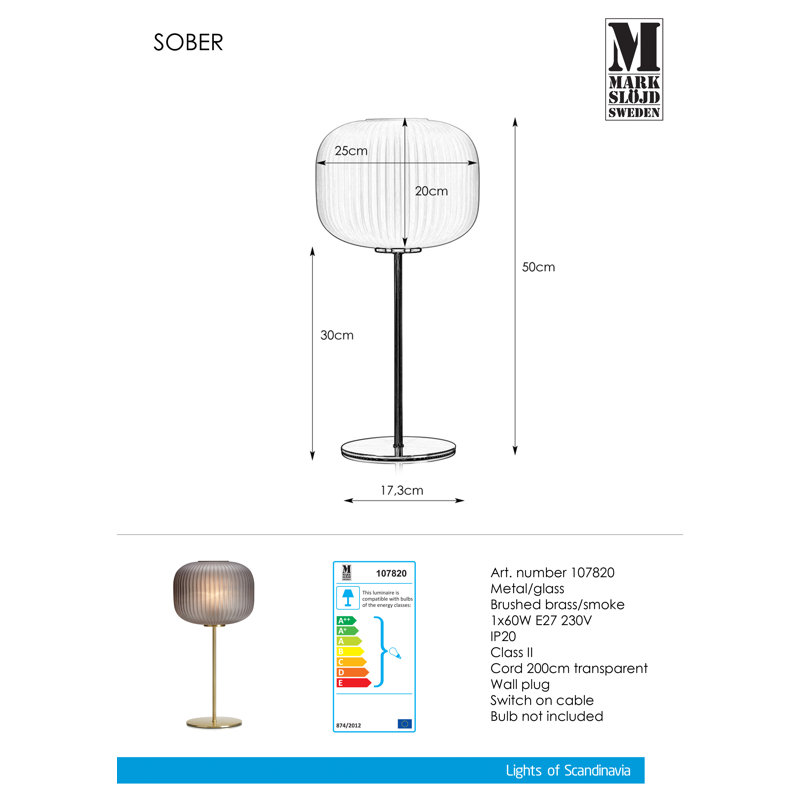 Metal Table Lamp, Smoke
