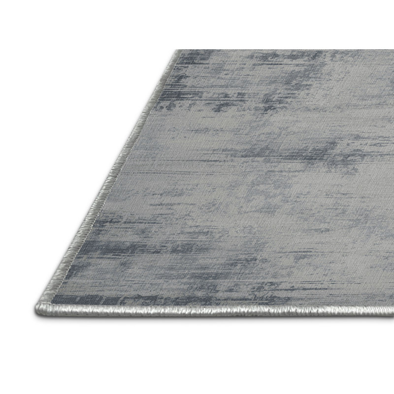 Machine Washable Abstract Green Area Rug, Square 6'
