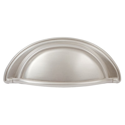 Poignée de tiroir ovale 3 po (7,6 cm) d'entraxe, nickel satiné, style coquille/poubelle