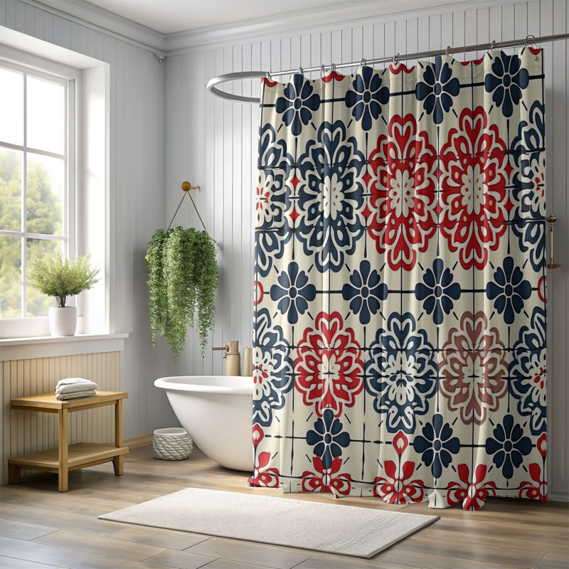 Rideaux de douche 1 pièce, H 74 po x l 71 po