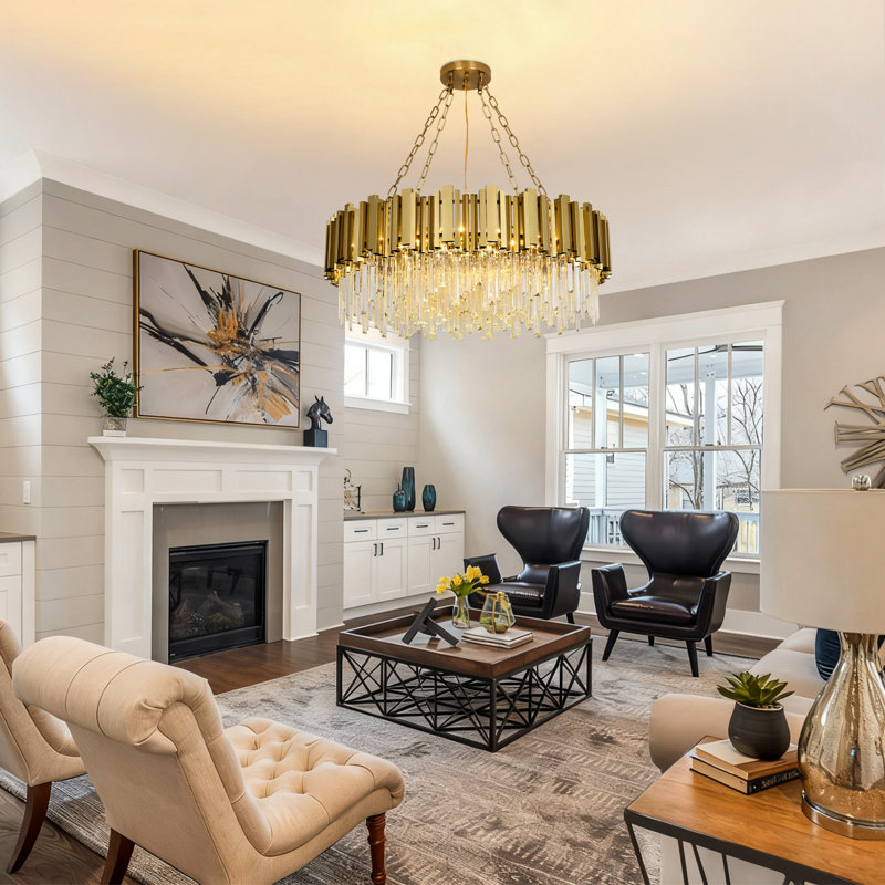 Dimmable Tiered Chandelier With Crystal Accents