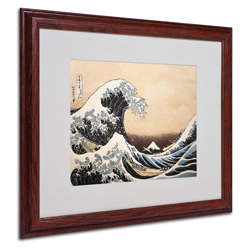 «The Great Wave» par Katsushika Hokusai, reproduction d'art sur toile, H 16 po x l 20 po x P 0,5 po, Brun