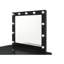 Meuble-lavabo noir 2 pièces avec 5 tiroirs, miroir lumineux à DEL, cristal, plateau en verre trempé de 8 mm, pour miroir et présentation de mobilier de chambre contemporain