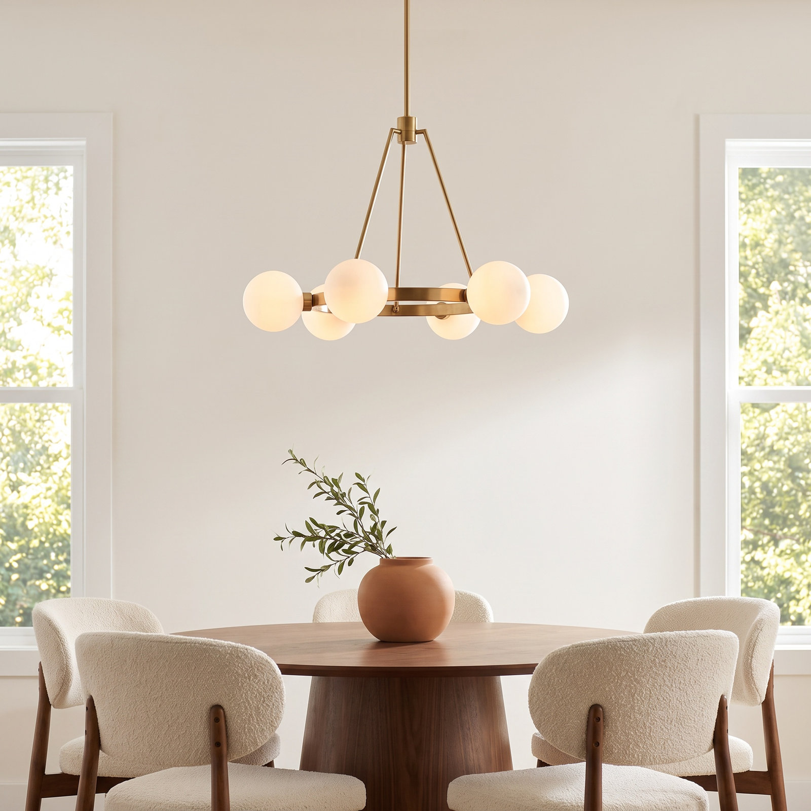 Helen 6-Light Chandelier, Satin Brass