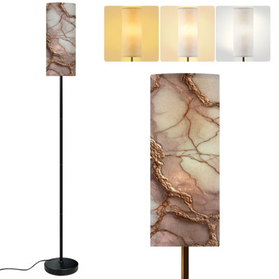  68.5" Standing Floor Lamp Marble bronze veins Dimmable Metal Pole Lamp with Linen Lampshade LED Bulb Included