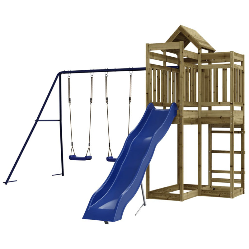 Garman Freeport Park 362cm W x 361cm D Outdoor Solid Wood Playhouse, Green