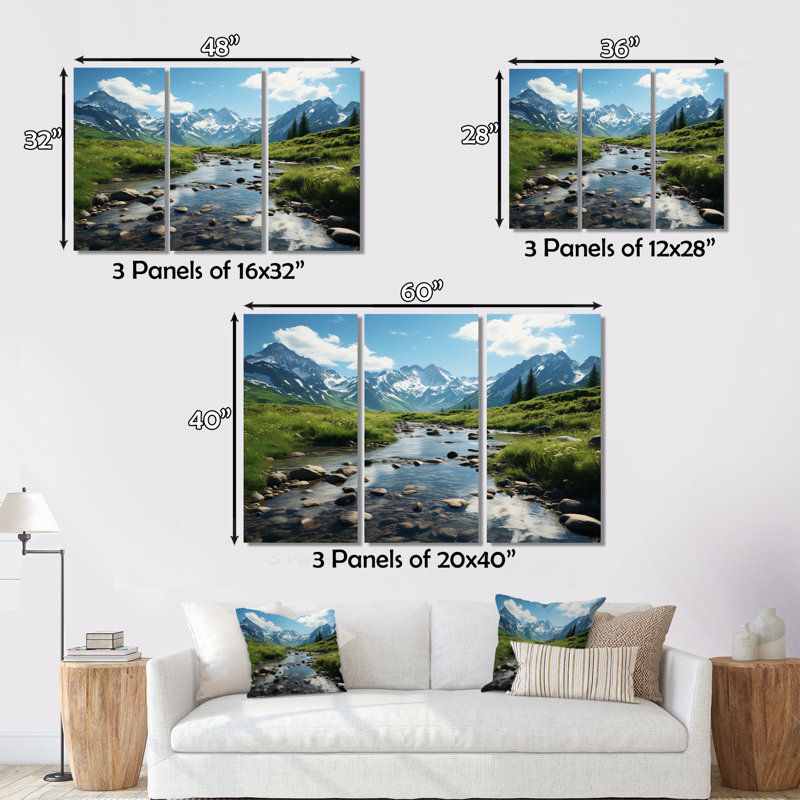 «Alaska Landscape I», reproduction sur toile 3 pièces, H 40 po x l 60 po x P 1 po