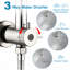 Ensemble de douche à double pommeau haute pression, pommeau de douche effet pluie avec douchette à main, barre de douche coulissante de 66 cm sans perçage, flexible de 1,5 m et inverseur à 3 voies, fini nickel brossé, robinetterie non incluse-134490934