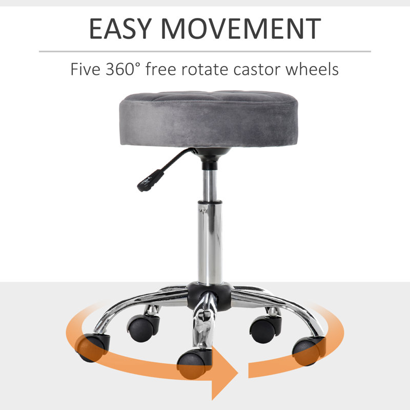 Swivel Upholstered Adjustable Height Counter Stool with Metal Frame, Grey