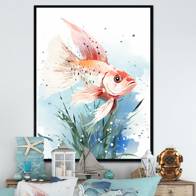 Papillon rose sous l'eau - Art mural