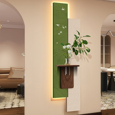 White, Green Rectangular Manufactured Wood Wall art