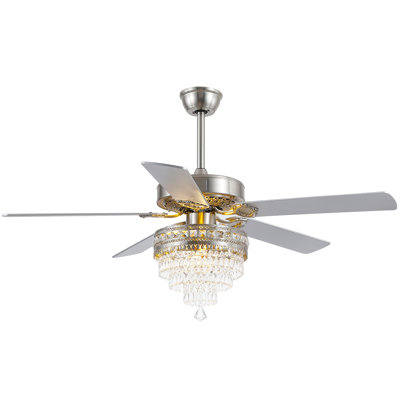 52"/62" Crystal Ceiling Fan Fandelier With Lights and Remote