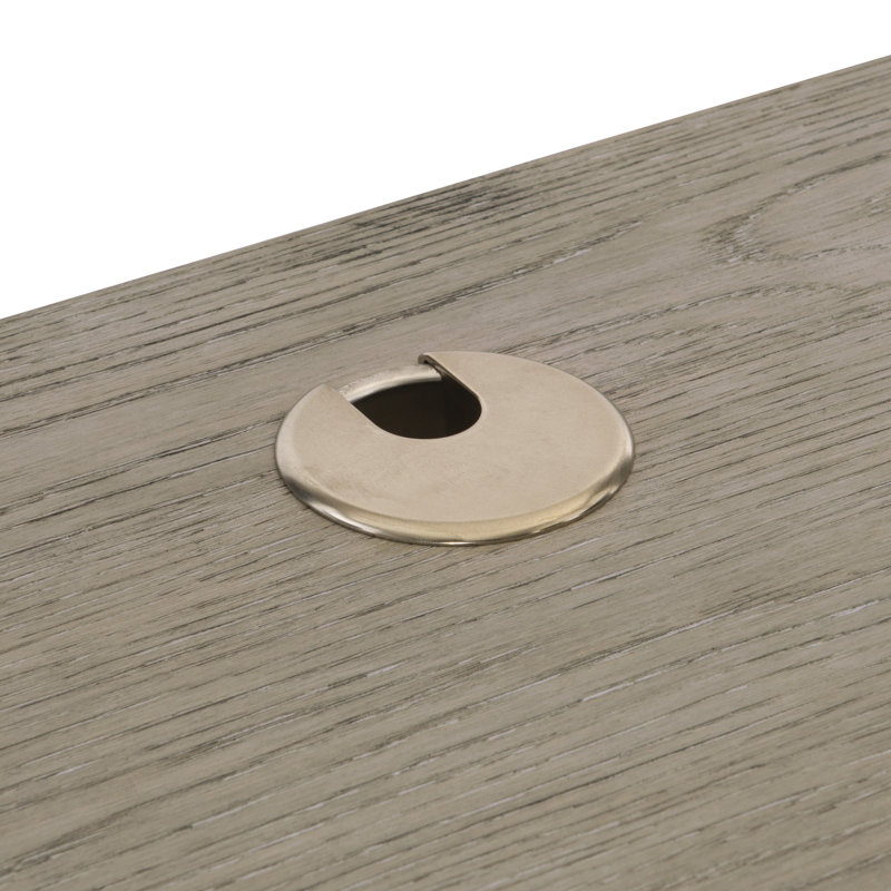 Forsyth Transitional Gray Solid Wood Executive Desk with USB Port