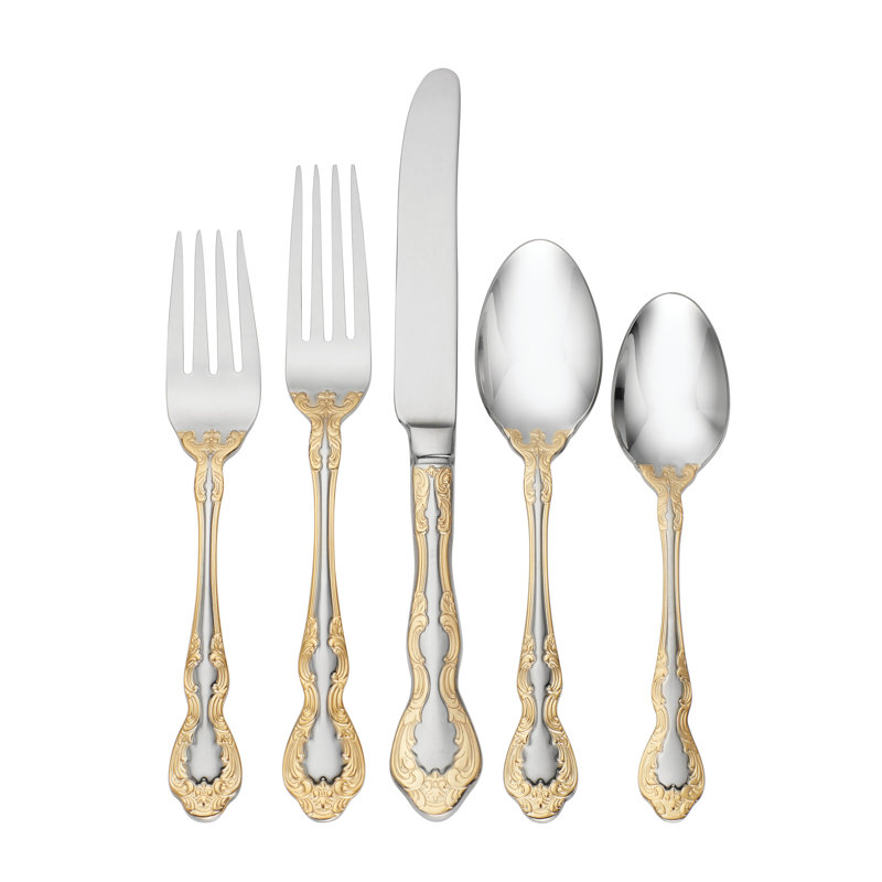 Golden Mandolina 45 Piece Fine Flatware Set
