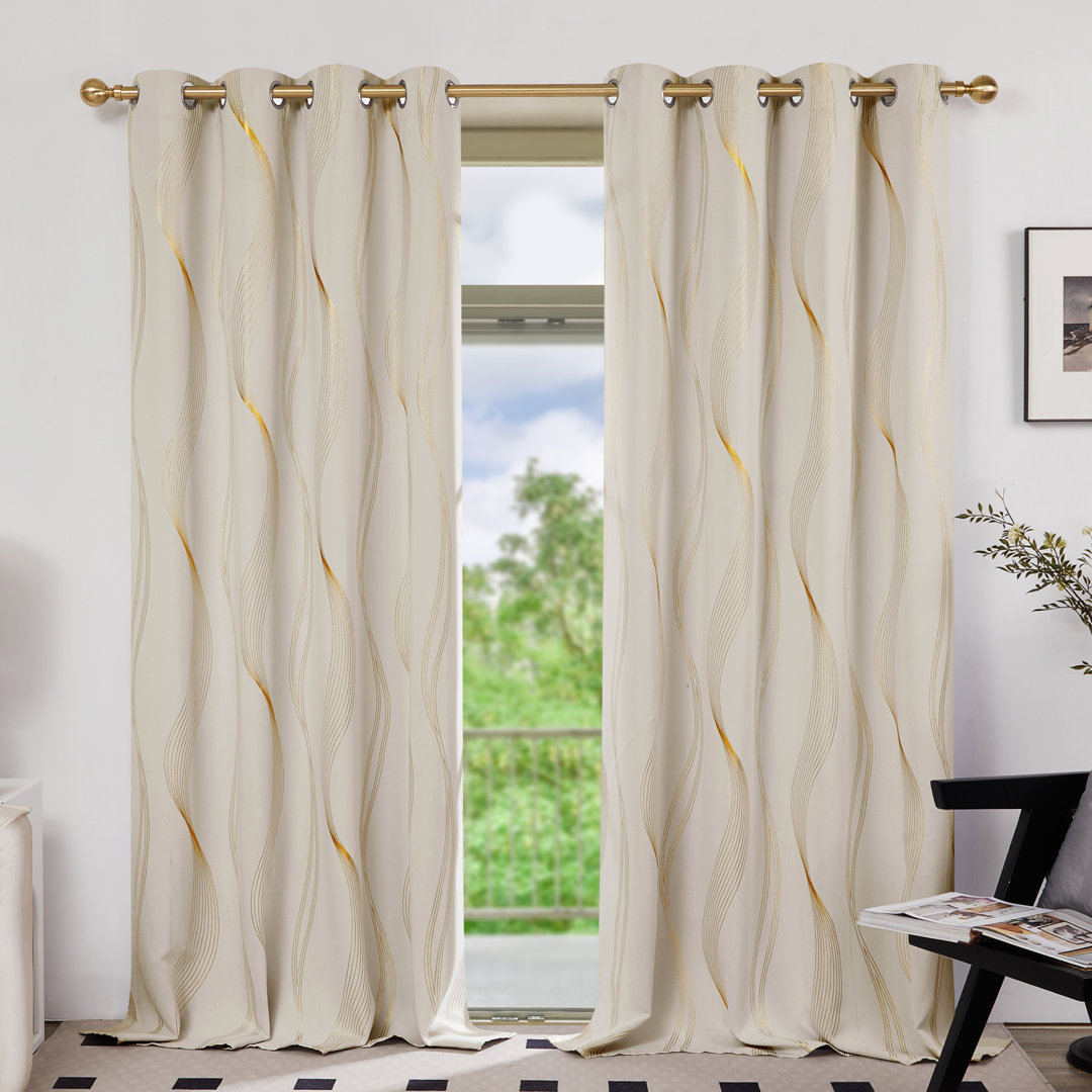 Geometric Blackout Thermal Curtain Pair (Set of 2) Deconovo Curtain 