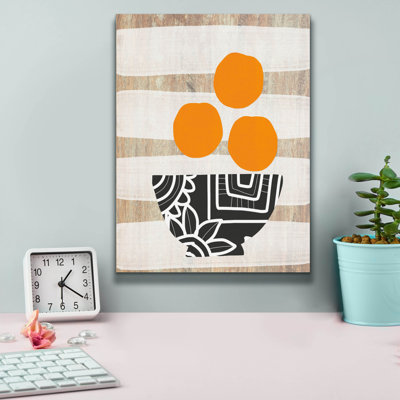 «Bowl Of Oranges On Wood» par Linda Woods, art mural sur toile