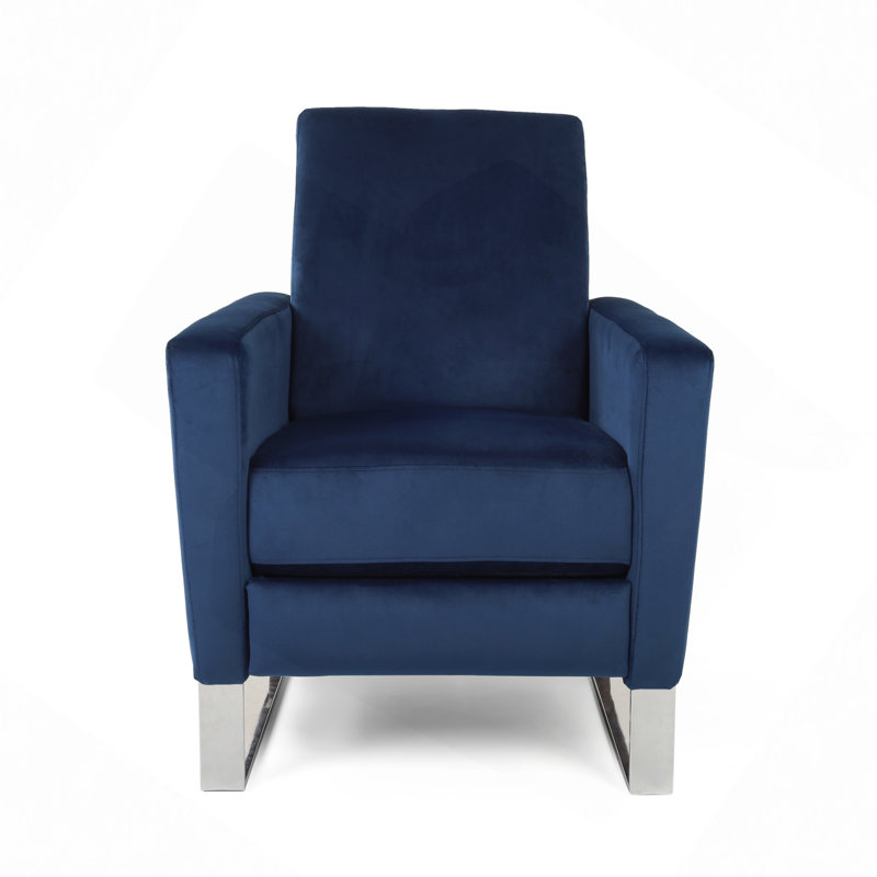 Fauteuil inclinable en métal, Velours bleu