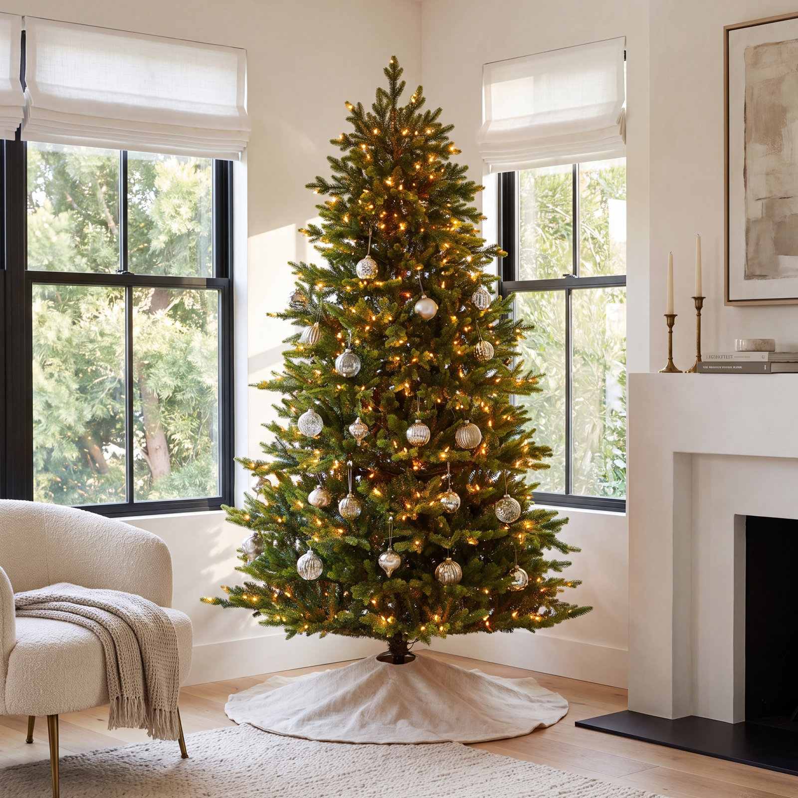 Lighted Artificial Christmas Tree, 7' H