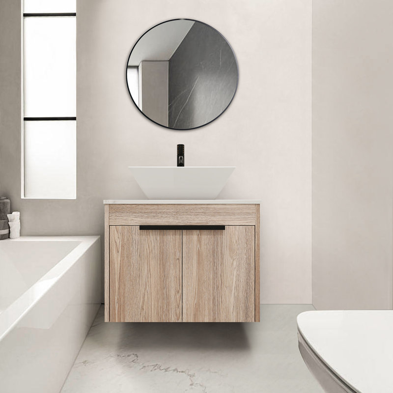Rolde 24" Modern Wall-Mounted Single Bathroom Vanity Set with Cermic Basin