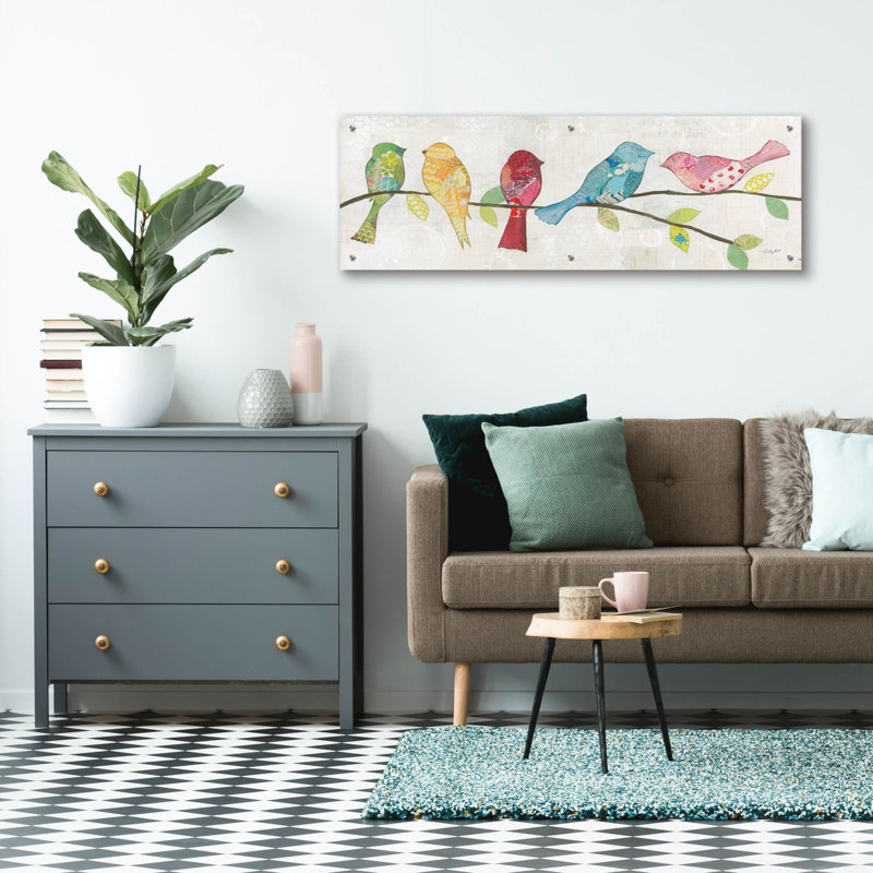 «Catching Up I» par Courtney Prahl, ensemble d'art mural en verre acrylique, 3 pièces, H 16 po x l 48 po