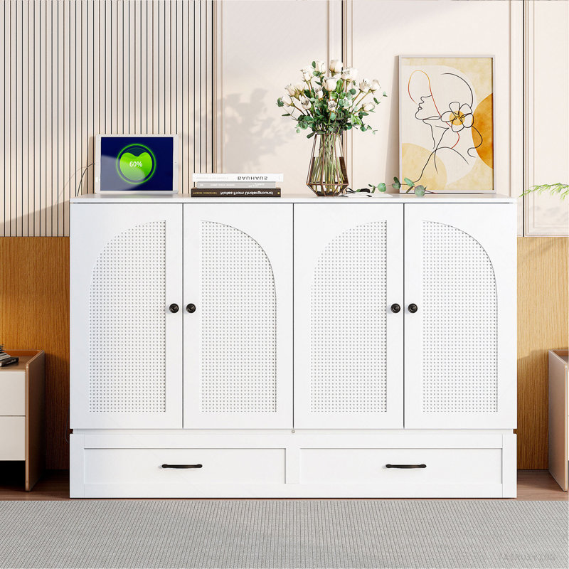 Lit escamotable avec grands tiroirs Murphy, blanc
