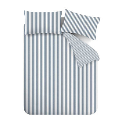Brushed Stripe Cotton Reversible Duvet Cover Set