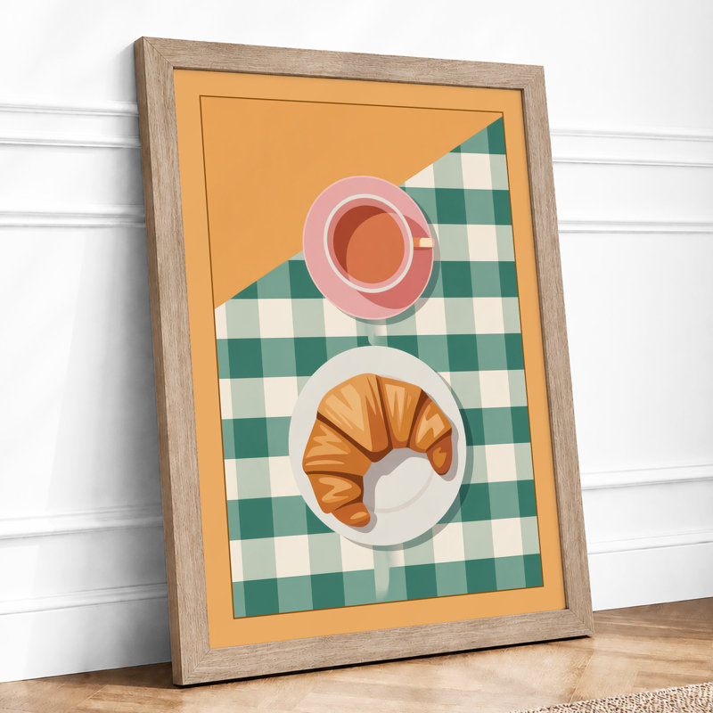 Breakfast at Leisure Minimalist - Framed Print, A3 - 42.0 x 29.7 cm, Oak