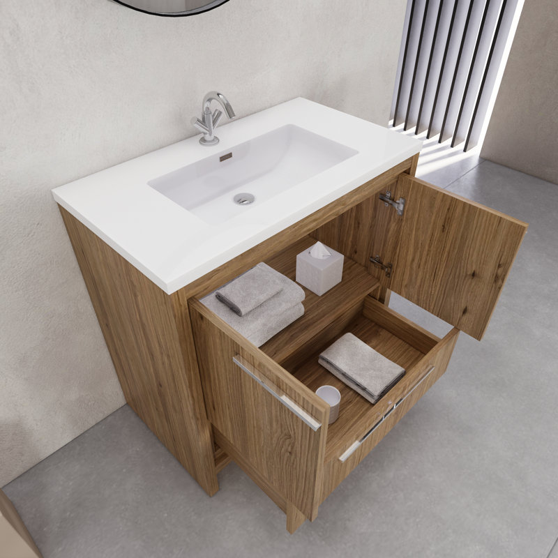 Ensemble de meuble-lavabo simple 35,5 ", Chêne