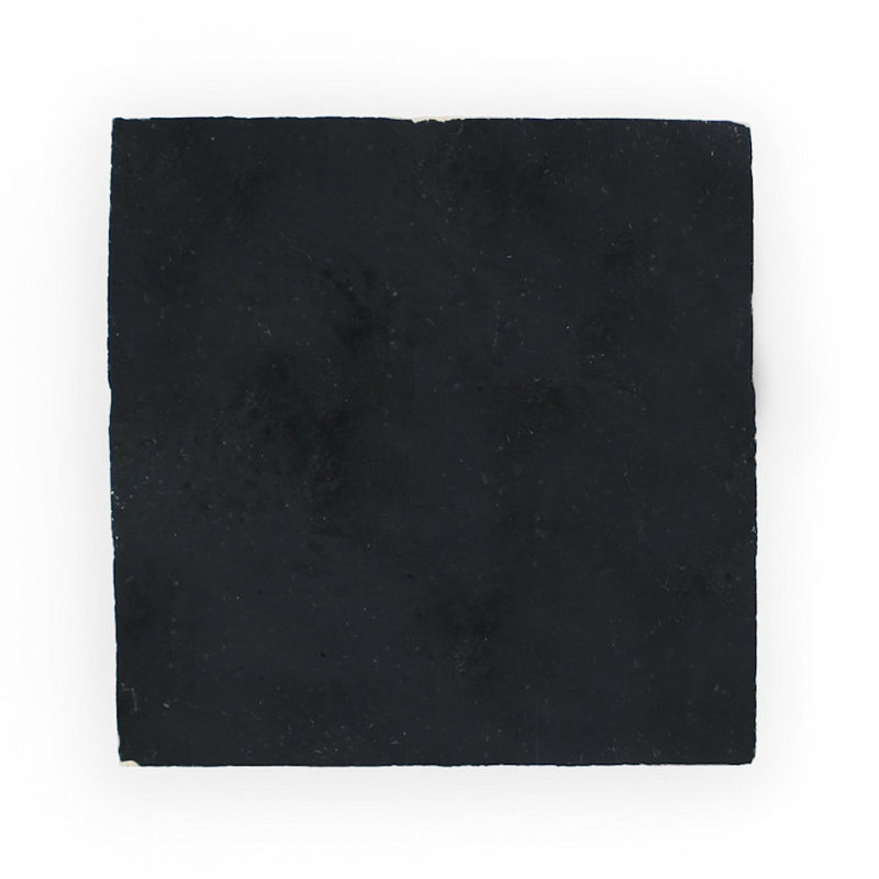 Moroccan Zellige 4" x 4" Ceramic Floor & Wall Tile, Obsidian