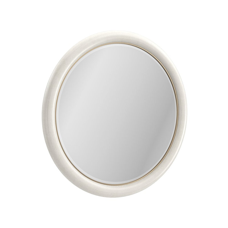Perseus Round Solid Wood Beveled Wall Mirror