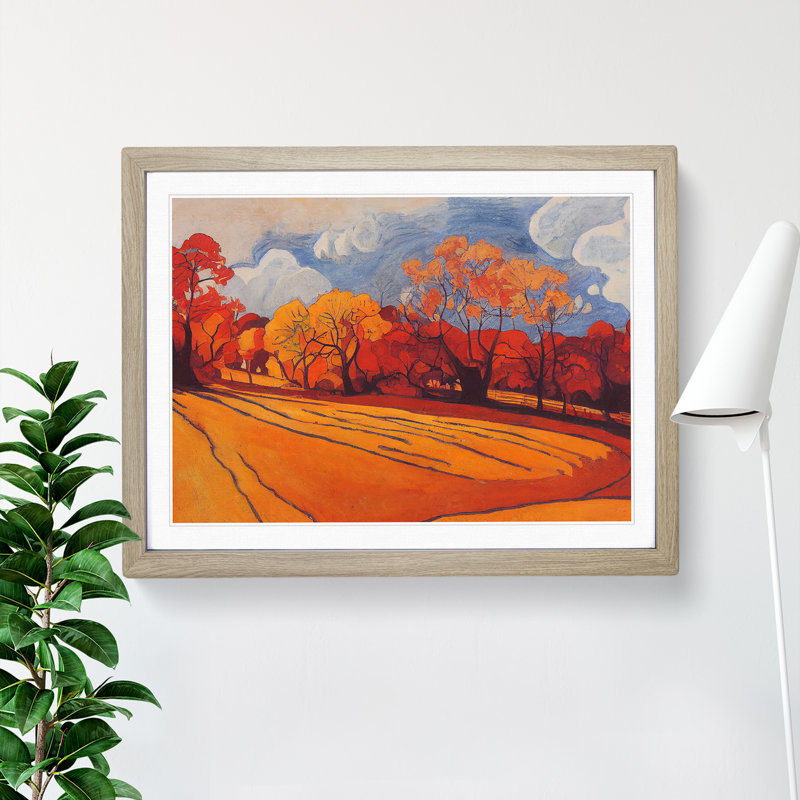 XH1022-8720X Surreal Autumn Forest 1 Piece Single Picture Frame Wall Art, 46cm H x 64cm W x 2cm D, Oak