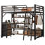 Lit mezzanine double avec bureau intégré, éclairage et solutions de rangement pour les chambres de jeunes modernes-991792745