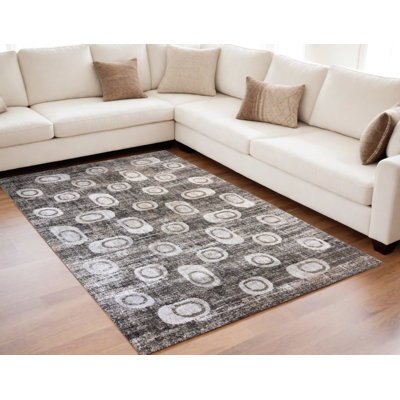 Tapis abstrait brun et beige 5 pi x 8 pi
