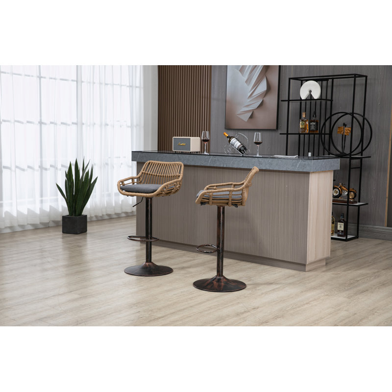 Alteriq Swivel Upholstered Adjustable Height Counter Stool, Gray